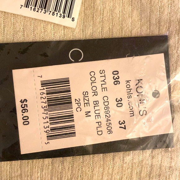 NWT Cuddle Duds Sweater Knit V-Neck Pajama Set MEDIUM, Blue Plaid - Picture 4 of 5